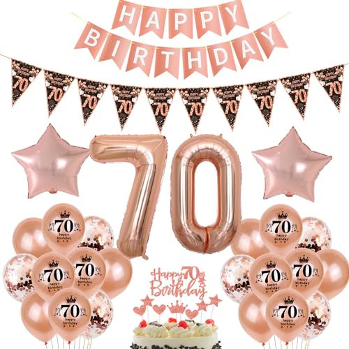 Schwarz Roségold Luftballon 70. Geburtstag Dekoration Roségold Tortendeko 70. Geburtstag Frauen Geburtstagsdeko 70 Jahre Mädchen Frau Folienballon 70 Ballon