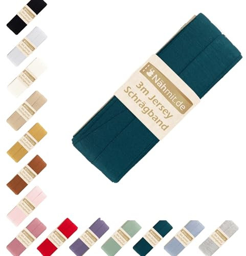 Nähmit - Jersey Schrägband - elastisches vorgefalztes Einfassband 3 Meter x 20mm