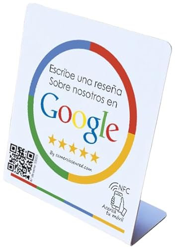 Soporte NFC con código QR para reseñas de Google en Dispositivos móviles de Forma Sencilla. Pegatina de Regalo. El Mejor y más Visible de 120cm x 140 cm