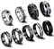 XQMMGO 9 Stück Edelstahl Herren Ringe, Schwarz Matt Finish Poliert Band Ringe, Fidget Ring Spinner Ring, Vintage Fidget Ring für Männer Damen (Schwarz 59)