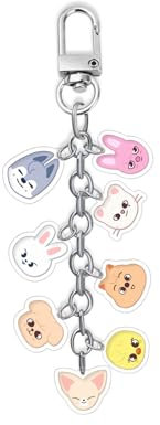 Stray Kids Skzoo Porte-clés Acrylique Stray Kids Cartoon Porte-clés SKZ Animal Double face Sac à dos Téléphone Pendentif Porte-clés Créatif pour Fans Enfants (A)