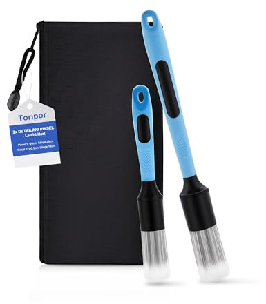 2X Auto Detailing Pinsel Set, Mischfaser Detail Bürsten für schonende innen & außen Reinigung - sanfte Car Reinigungspinsel Brush für Cockpit, Felgen, Alufelgen, Motor, Motorraum Autopflege