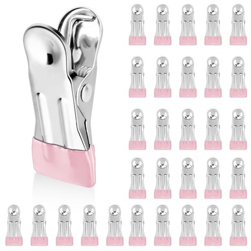 Veyaltedl Edelstahl Wäscheklammern, 30PCS Rostfrei, Multifunktional, Rutschfest, Sockenklammern, Edelstahl Bunt