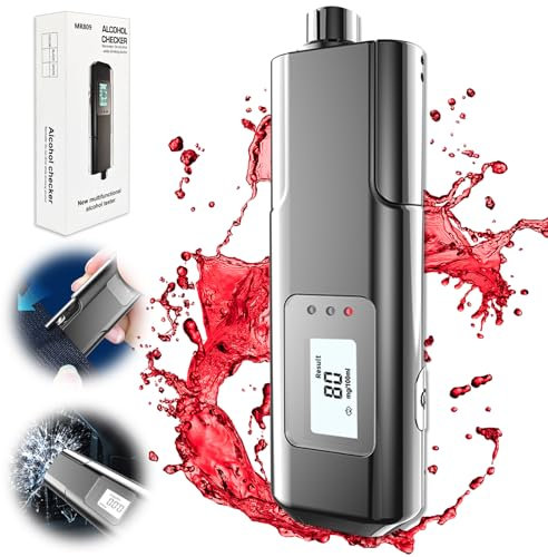 RoserRose Alkoholtester Polizeigenau, Alkoholtester, Promillemessgerät, Breathalyzer mit Digitalem Farbigem LCD-Anzeige, Hochpräziser Promillemessgerät mit Glashammer für exakte Alkoholmessung