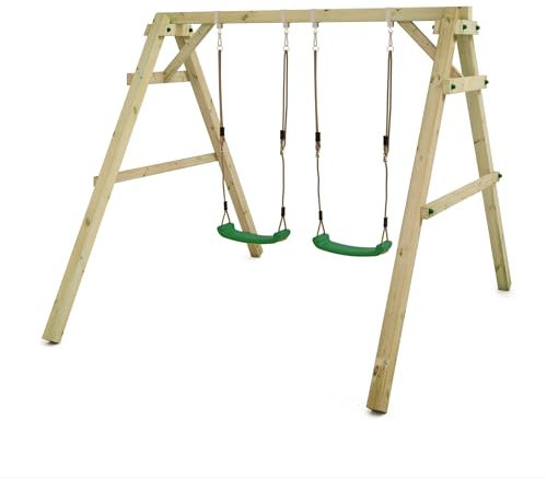 WICKEY Kinderschaukel Schaukelgestell Sky Dancer Prime - Schaukel & Gestell Holz, Outdoor Schaukelgerüst, Doppelschaukel, Holzschaukel für Kinder im Garten (grün)