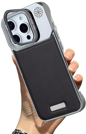 WRYHAUL Geupday Ultra-Thin Leather Frameless Phone Case - with Stand & Magnetic Function, Luxury Leather Invisible Stand for iPhone Case 16 15 14 13 Series (Black, for-13Pro-max)