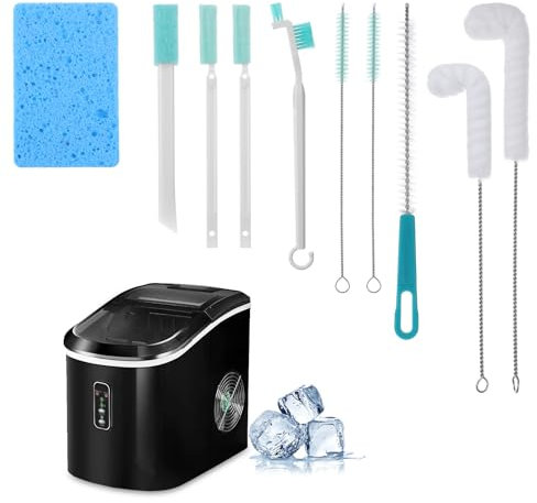 10Pcs Ice Maker Cleaner Brush Sets, Dry Ice Machine Cleaner Tools Accessories Kits with Nylon Crevice Cleaning Bristles Brush and Cleaning Scrub Sponge for Maintenance and Clean