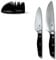Cuchillo cocinero, Set de 2 cuchillos para cocina profesional (20 cm y 15 cm) con afilador – Cuchillo chef de acero inoxidable para carne, pescado, verdura y fruta. Mango ergonómico y antideslizante