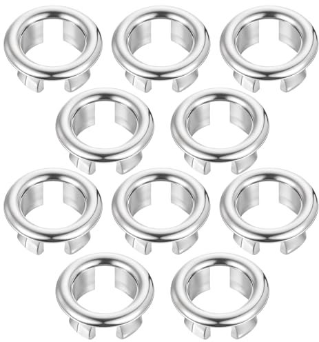 Oruola 10 Stück Überlauf-Spülenlochabdeckung, ABS-Kunststoff, galvanisierte Waschbeckenüberlaufabdeckung, Badezimmer, runde Waschbeckenabdeckungen, Waschtisch-Überlaufkappe, kleiner Spülbeckeneinsatz