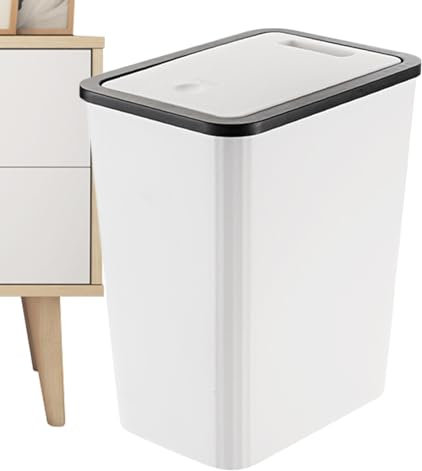 Poubelle de la salle de bain avec couvercle - demandes poubelle de bureau peut | Coubeille de déchets en couvercle 13L, conteneur de recyclage moderne mince avec top de presse pour la cuisine