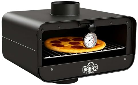 Babas - Tubo de humo para horno (150 mm, universal, para estufa de leña, chimenea, termómetro integrado)