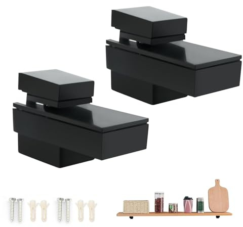 2 Stück Glasregalträger Klemmhalter Regalhalterung unsichtbar Regalhalter Wand F-Form Regalhalter Verstellbar Regalträger für 3-15mm dickes Glas Schwarz