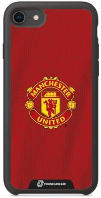 PHONECASES3D – Phone Case compatible with Apple iPhone 8 Manchester United FC – Shirt – Patented 3D Effect Design – Lightweight & Durable Protection – Black