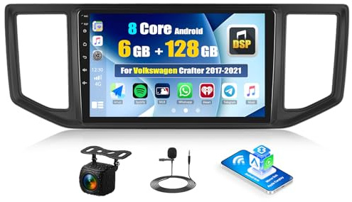 CAMECHO 6+128G 8-Kern Android 15 Autoradio für VW Crafter 2017-2021 | 10 Zoll Navi Radio mit Rückfahrkamera, Bluetooth GPS WiFi Wireless Carplay Android Auto FM/RDS 32EQ Mirror Link