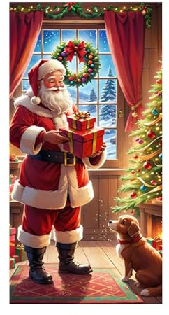Couverture De Porte De Noël, Renforce L'atmosphère Festive, 90 X 180 Cm, Couverture De Noël pour Porte D'entrée Plate 2D, Décoration D'entrée Saisonnière, Utilisation Multiple, pour Porche De Cuisine