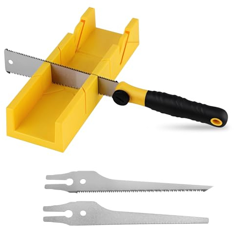 4-in-1 Miter Box and Saw Set, 3 Japanese Pull Saws Multiple Angle Cuts 45° 90° 135° Mitre Box, Clamping Mitre Block and Saw, Ergonomic Handle for Woodworking, Metal and Drywall DIY Projects