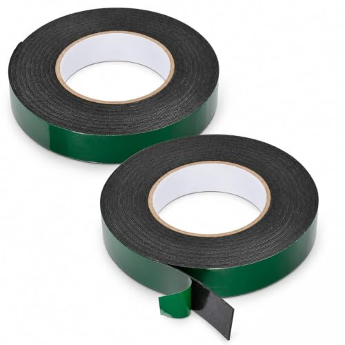 EUQWOSDD 2 Rolls Double Sided Foam Tape, 10m x 10mm Green Waterproof Mounting Tape, Heat Resistant Sponge Adhesive Tape for Car Number Plates Trims LED Strips Home Decoration