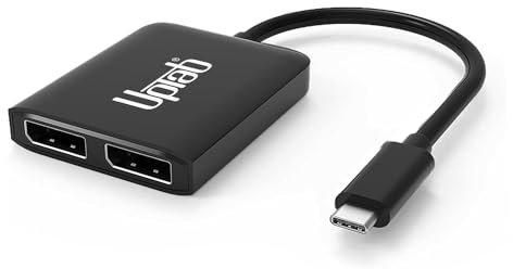 UPTab USB C to Dual DisplayPort Adapter 4K, USB-C to DisplayPort Multi Monitor Splitter Converter, (Compatible Thunderbolt 3), for Windows PC MST, macOS Mirror SST only