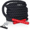 CCLIFE Battle Ropes Schlachtseil 9m 12m 15m Ø38mm Fitnesse Sport Tau Trainingsseil Fitnessseil Sportseil Battle Rope für Fitnessstudio Muskelaufbau, Größe:9m Schwarze Seile. mit Halterung