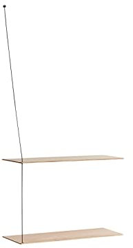 Woud Stedge Wandregal 60cm, Eiche weiß pigmentiert BxHxT 60x120x22cm 2 Reaglbretter