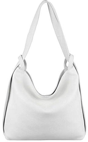 ITALYSHOP24.COM OBC Damen Tasche Rucksack 2 in 1 Umhängetasche Schultertasche Umhängetasche Daypack Leder Rucksacktasche Shopper Backpack Freizeitrucksack (Weiß (echtes Leder))