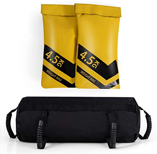 COSTWAY 9KG Sandbag, Power Bag inkl. 2 x 4,5 kg Sandsack, Gewichtssack mit 6 Griffen, Core Bag aus Oxford, Trainingssandsack zum Gewichtheben, Training und Fitness