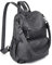 UTO Damen Rucksack Leder Vegan Rucksackhandtaschen Schule Schulrucksack Multifunktionsrucksack mit abnehmbarem Beutels Große Kapazität Schultertaschen Reißverschluss Umhängetasche Dunkelgrau