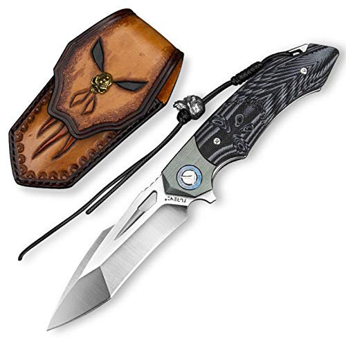 N-B Thème du crâne Couteau de Poche Pliant Cool Titane Damas et poignée G10 E D C Tanto Pointknives pour la Survie d'auto-défense en Plein air
