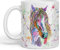 Vixar Horse Watercolour Rainbow Art Coloured Mug Cup, Gift, Birthday, Work, Office, Christmas Tea Coffee (White)