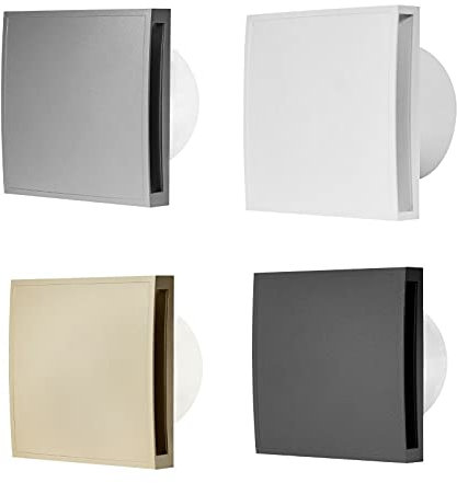 Stylish Bathroom Extractor Fan 150mm / 6 Kitchen Ventilator with Front Cover (with Timer and Humidity Sensor, White)