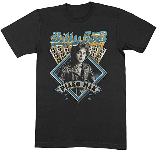 Billy Joel T-Shirt Piano Man Logo Neu Offiziell Herren Schwarz, Schwarz, XXL