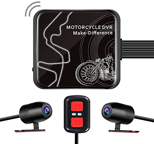 VSYSTO Motorrad DashCam mit 130° Weitwinkel Doppellinse Vordere und hintere Kamera, 1080P Autokamera Wasserdicht Action Cam Motorrad, Starlight Nachtsicht, G-Sensor, WDR, WiFi
