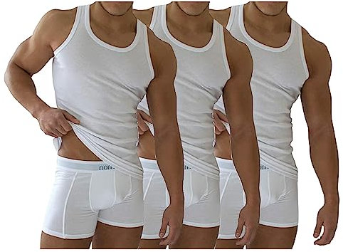 3PK Mens Sleeveless Vests 100% Cotton Gym Top Summer Training Gym Bodybuilding Tank Tops Basic Plain Colour Casual Undershirt (Small) White