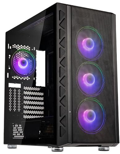 Kolink Citadel Mesh ARGB Midi-Tower PC Gehäuse E ATX Gehäuse RGB PC-Gehäuse, Tempered Glass Computergehäuse für PC, Midi Tower, PC Hülle mit Lüfter, Computer Gehäuse…