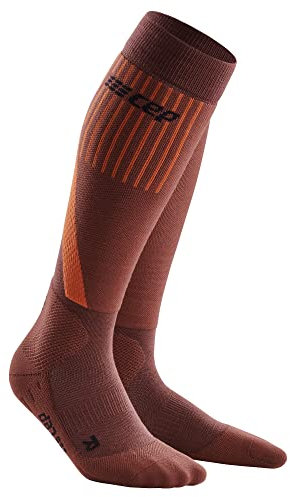 CEP - Merino Skisocken Damen mit Kompression, Ski Touring Kompressionsstrümpfe dunkel orange, Gr. II, S, Lange Skistrümpfe aus Merino - für warme und trockene Füße auf langen Skitouren