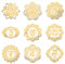 OLYCRAFT 9 Stück Chakra Thema Metall Aufkleber 40mm Selbstklebend Pyramiden Aufkleber Edelstahl Gold Aufkleber Für Sammelalben DIY Harz Basteln Wasserflaschen Dekoration
