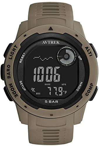 AVTREK Tactical Watch with Compass Pedometer,50M Waterproof-2003 Cafe