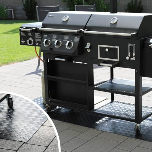 PROFOLIO Schwarze Grillunterlage Für Alle Grills - Bodenschutzmatte als Hitze- und Funkenschutz - Feuerfeste Grillmatte für Gasgrill, Elektrogrill und Holzkohlegrill - 100 x 90 cm - Größe Wählbar