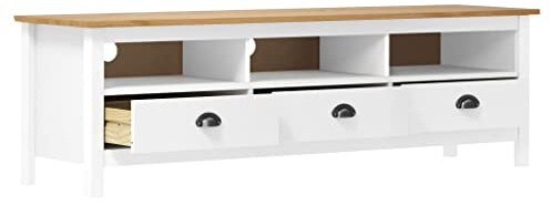 FIRBNUS 158x40x47 cm TV Board TV Schrank Fernsehtisch TV Lowboard TV-MöBel PhonomöBel TV Cabinet TV Bank TV Stand Fernseher Schrank Weiß und Braun
