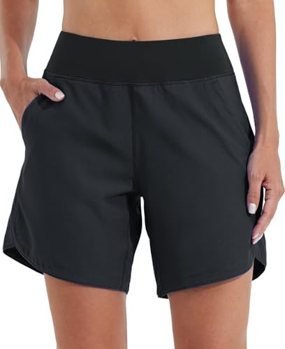 WILLIT Badeshorts Damen Badehose Schwimmen Boardshorts Schnelltrocknend Sommer Bikini Shorts High Waist Trunks UPF50+ UVA Schutz 7 mit Liner Taschen