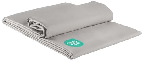Clinotest Satin Bettlaken 240x290 cm – Glattes, Hochwertiges Bettlaken ohne Gummizug – Weiches, Kühlendes Betttuch aus Baumwolle & Mikrofaser – Pflegeleicht & Atmungsaktiv - Grau