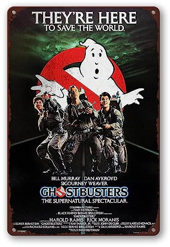 Filmserie Vintage Retro Blechschild - Ghostbusters Filmposter Blechschild Garage Bar Kino Wohnzimmer Schlafzimmer Dekoratives Metall Retro Schild Plakette 20,3 x 30,5 cm