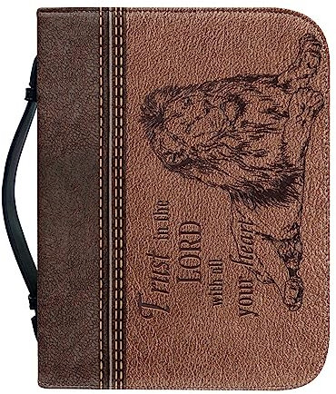 Dajingkj Bibelhülle Mit Reißverschluss Herren Damen PU Leder Klein Bibelhülle Small Bibeltasche Bibel Buchumschlag Tasche Bibel Buch Kirche Henkeltaschen