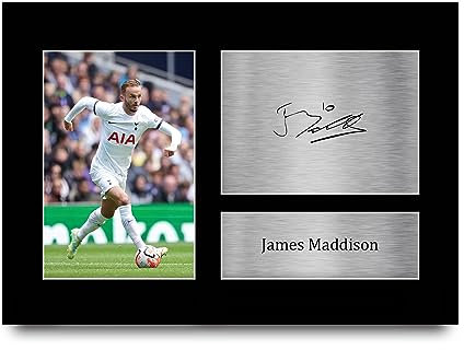 HWC Trading A4 James Maddison Tottenham Hotspurs Geschenke Gedrucktes Signiertes Autogramm Foto für Fußball Anhänger and Fans - A4