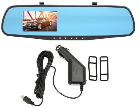 3,5-Zoll-Spiegel-Dashcam, RüCkspiegel Dual Dash Cam, Anti-Shake-Smart-RüCkspiegel Mit 1080P-Kamera, Loop-, Bewegungserkennung, RüCkfahrkamera Zum Parken Von Autos