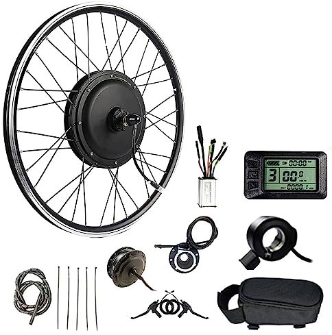 20/24/26/27.5/28/29/700c Front Wheel Motor E-Bike Conversion Kit, 36V/48V Upgraded Brushless Hub Motor for Electric Bicycle with LCD Display