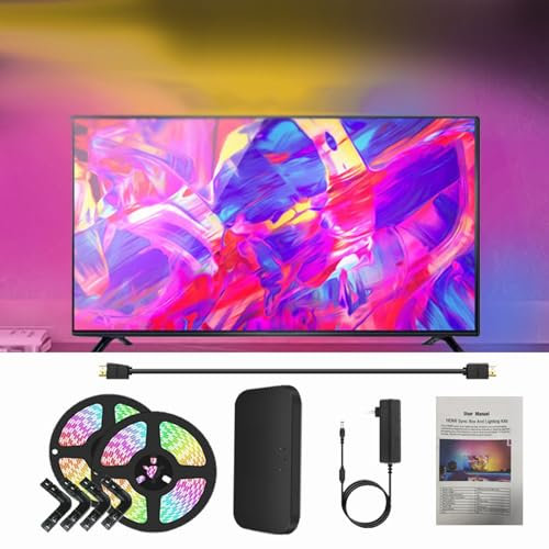 Rétroéclairage LED avec boîtier de synchronisation HDMI pour téléviseurs de 42 à 158 pouces, bande lumineuse LED intelligente pour TV, musique et jeux, rétroéclairage de la musique synchronisation des