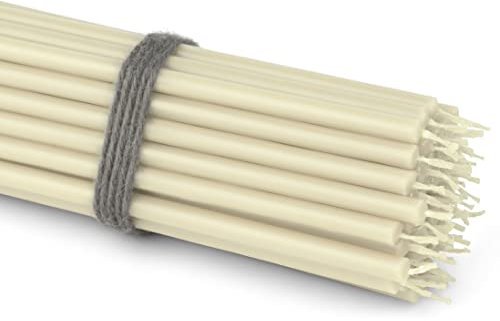 NKlaus 36117 - Velas de parafina finas (50 unidades, 16 cm, sin hollín ni goteo, larga duración de combustión, para altar, liturgia y conmemoración)