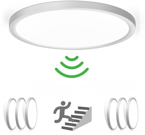 OPPEARL LED Deckenleuchte Mit Radar Bewegungsmelder, 24W 2400LM Innen Rund, 4000K Deckenlampe als Flurlampe, Balkon/Garage Lampe, Ø30CM, 6 Stücke