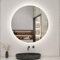 AICA Miroir de Salle de Bain Rond 90x90cm, Miroir Lumineux Mural avec 3 Couleurs + Dimmable + Anti-buée